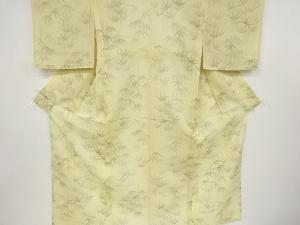 アンティーク　笹の葉模様織り出し夏十日町紬着物